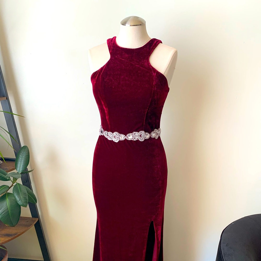 Red velvet party gown